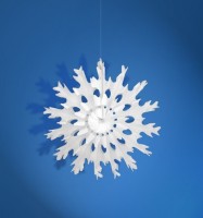 Oversigt: Papir rosette i snefnugdesign 25cm