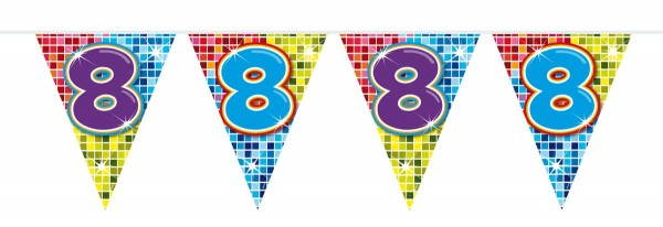Cadena banderín 8 ° cumpleaños Groovy 3m