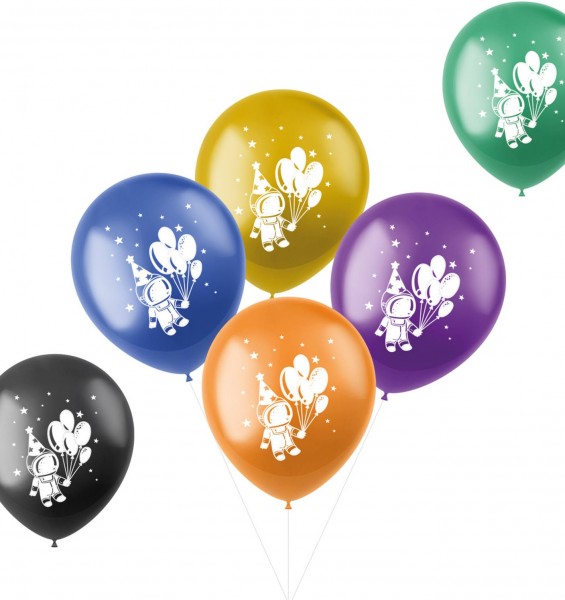 6 Shimmering Space Birthday Balloons 33cm