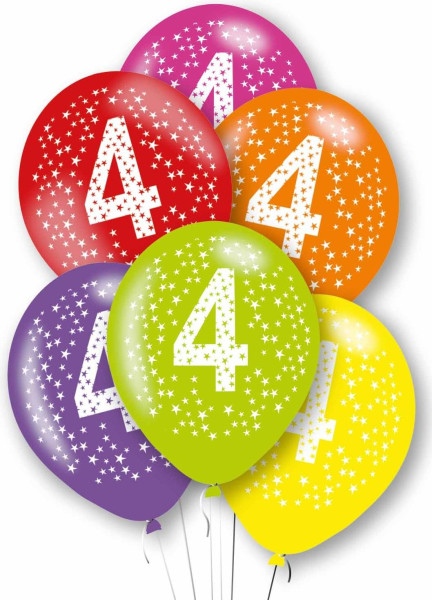 6 ballons en latex colorés numéro 4