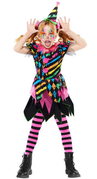 Kostium neonowego klauna dla dziewczynki z horroru