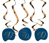 50th birthday hanging decoration 5 pieces Elegant blue