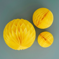 3 boules alvéolées jaunes Eco
