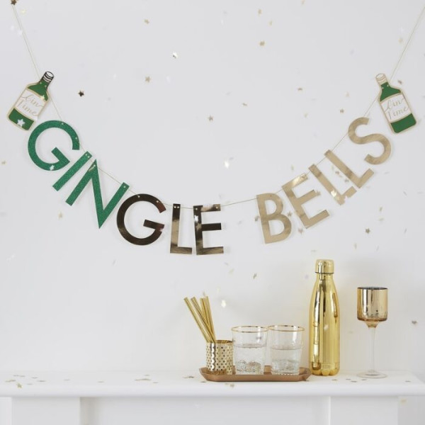Gouden Kerst Gingle Bells slinger 2m 2