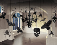 Glitrende Halloween dekorationssæt Raven Castle 17 dele