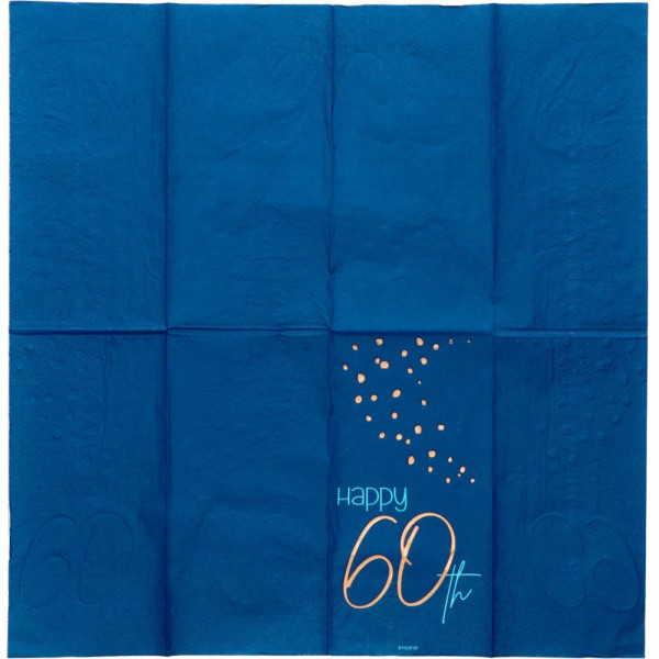 10 eleganckich niebieskich serwetek na 60 urodziny 33cm 3