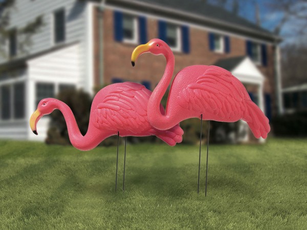 2 st flamingo trädgårdspålar 54cm