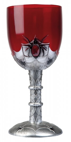 Decorative wine goblet spider red-silver 18cm