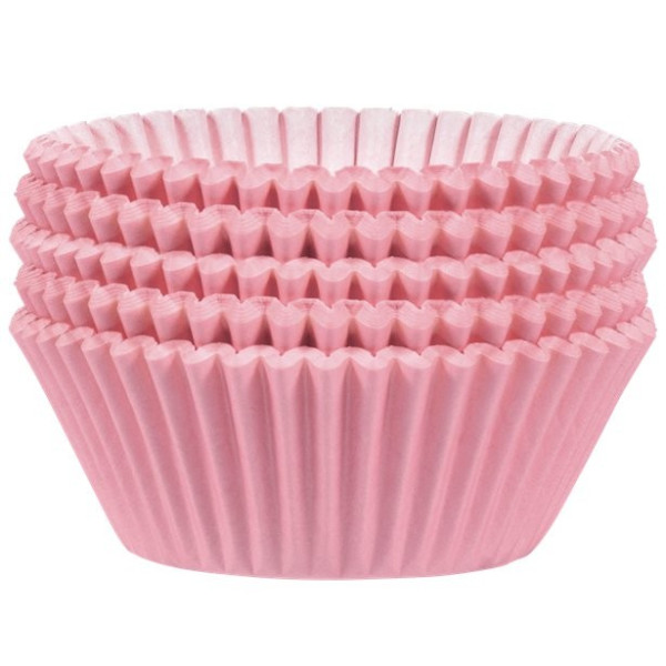 50 moldes para muffins rosa pastel 5cm