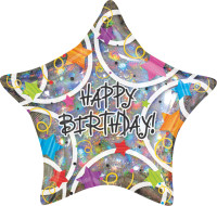 Happy Birthday star shimmer balloon