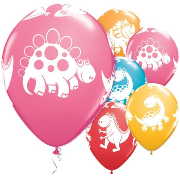 6 cute dinosaur colorful balloons 28cm