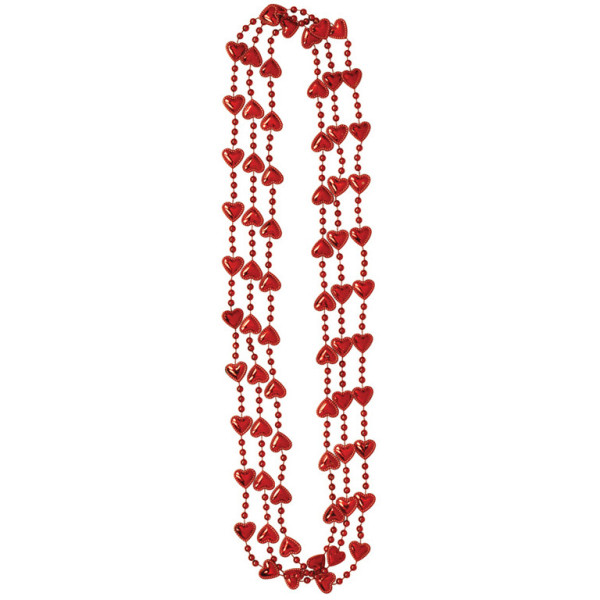 3 collane rosse con cuori da 81 cm