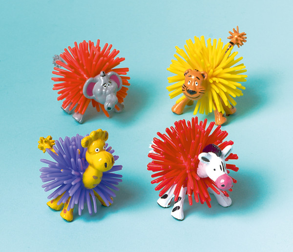 Party zoo animals with funny pompons 8 pieces