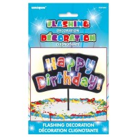 Oversigt: Blinkende Gratuleret fødselsdag LED kage dekoration Fiesta