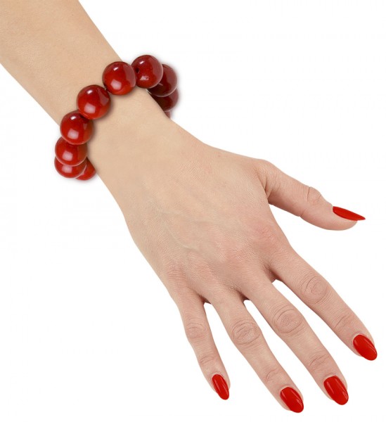 Czerwona perłowa bransoletka z lat 70