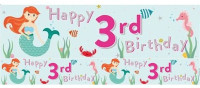 Banner de 3er cumpleaños de Mermaid Marielle 2,6m