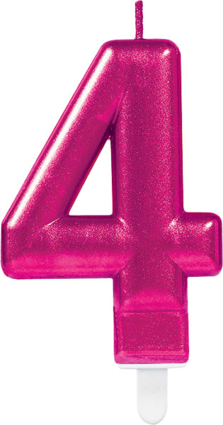 Zahlenkerze 4 in Pink 8cm