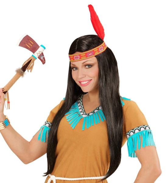 Parrucca donna indiana Ayala con piuma