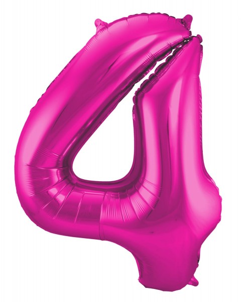 Folieballon nummer 4 lyserød