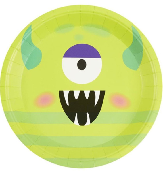 8 Monster Party plader i grøn 23cm