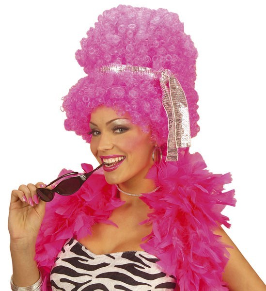 Pinky Party Afro Wig With Headband And Glasses