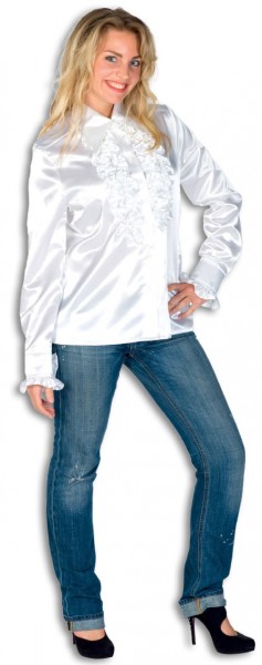 Bluzka Glamour z falbanami w kolorze białym