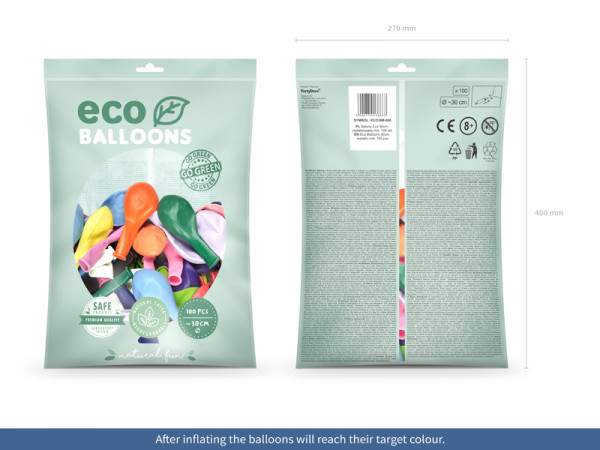 100 Eco metallic Ballons bunt 30cm 2