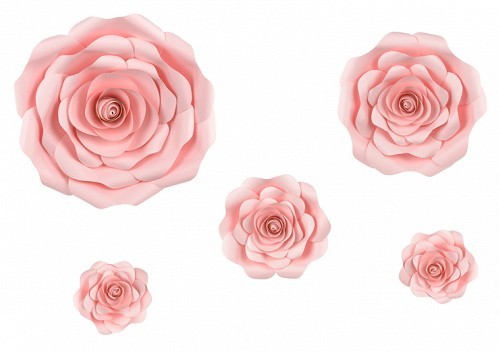 5 fiori decorativi da parete rosa chiaro