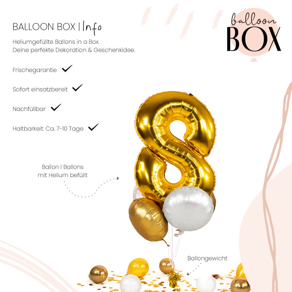 Ballongruß in der Box 5er Set Golden 8 3