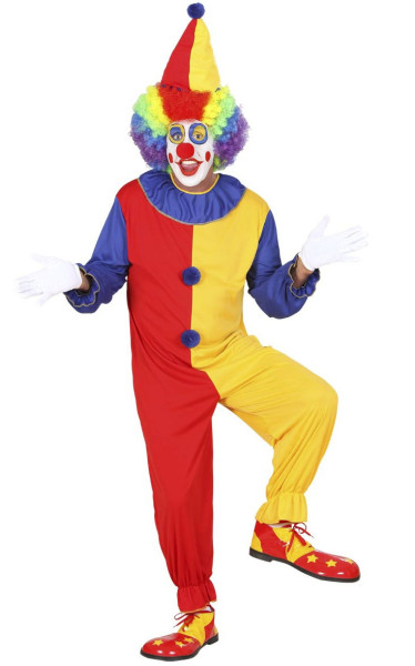 Happy colorful clown costume