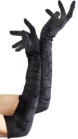 Fløjlsagtige sorte handsker 53 cm
