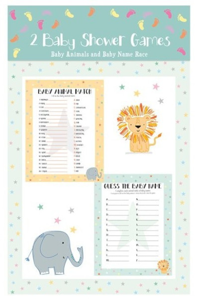 Baby shower animal & name mapping game