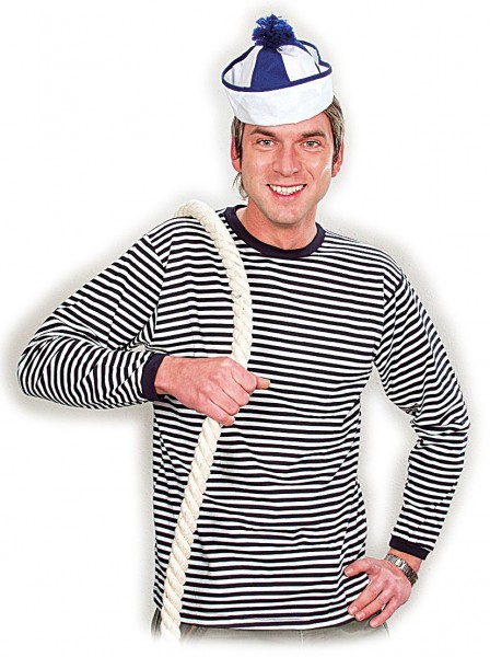 Camicia a righe con clown da marinaio in blu e bianco