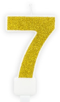 Aperçu: Bougie dorée numéro 7 avec paillettes