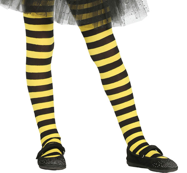 Striped girls tights black and yellow