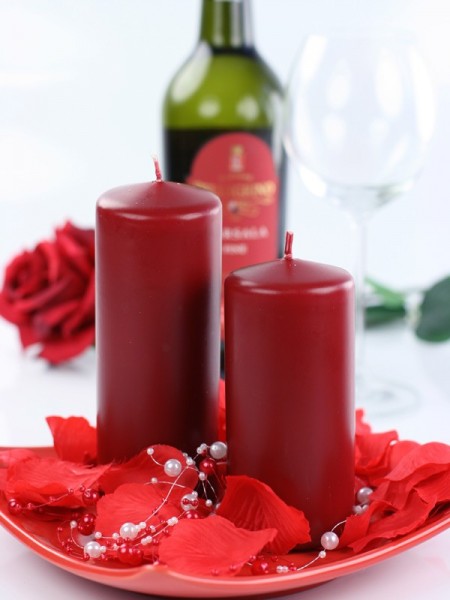 6 pillar candles Rio wine red 12cm 2