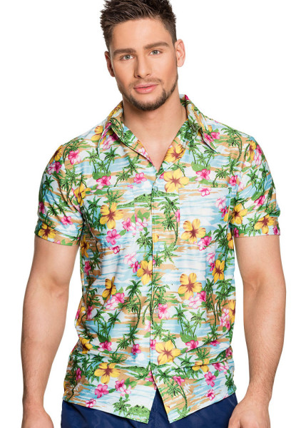 Chemise hawaïenne à fleurs d'hibiscus pour hommes