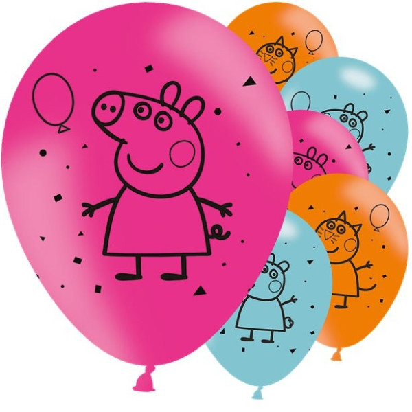 6 Peppa Pig party fever balloons 28cm