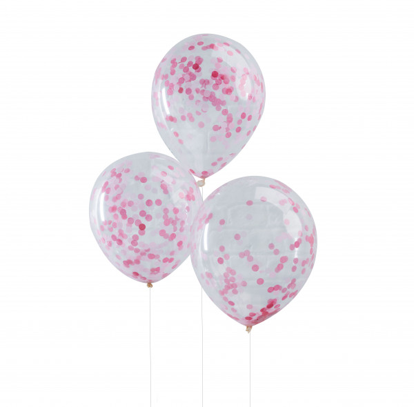 5 różowych balonów konfetti Mix & Match 30 cm