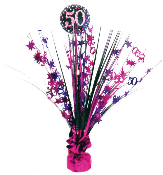 Pink 50th Birthday table fountain 46cm