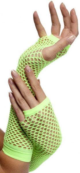 Green neon fishnet gloves