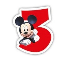 Vela de pastel de fiesta de cumpleaños de Mickey Mouse número 3