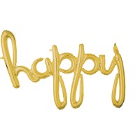Goldener Schriftzug Happy 93 x 68cm