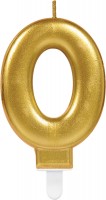 Zahlenkerze 0 Metallisch-Gold 7,5cm