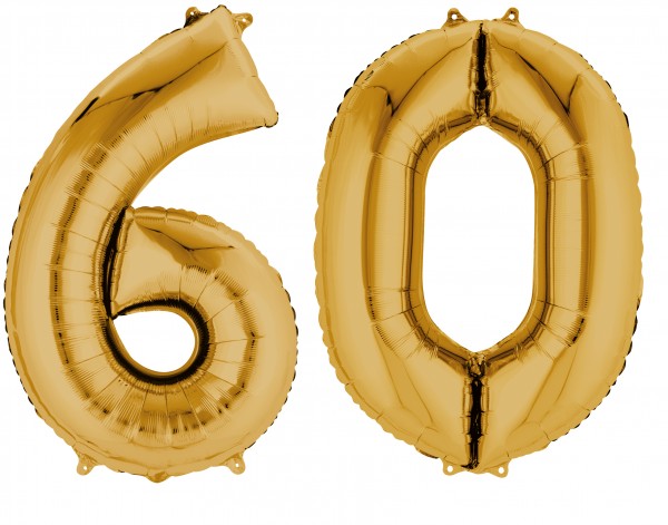 Folienballon Zahl 60 gold metallic 88cm