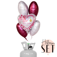 Vorschau: Alles Liebe zur Geburt Pink Ballon Bouquet-Set mit Heliumbehälter