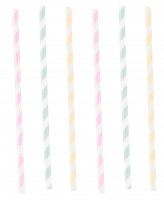 12 pastel birthday paper straws 24cm