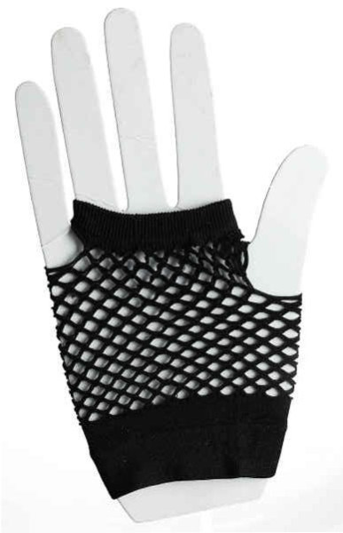 Short fishnet gloves black