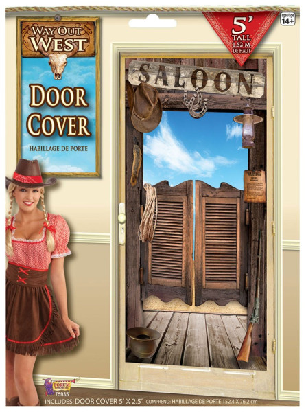 Western saloon dørmaleri 152x76cm