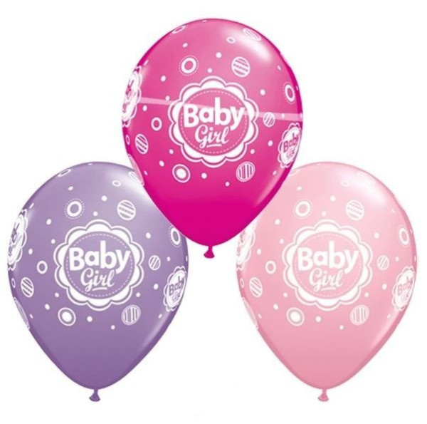 25 balloons baby girl 3 colors